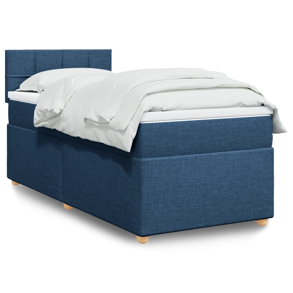 Κρεβάτι Boxspring με Στρώμα Μπλε 80x200 εκ. Υφασμάτινο - Pakobazaar