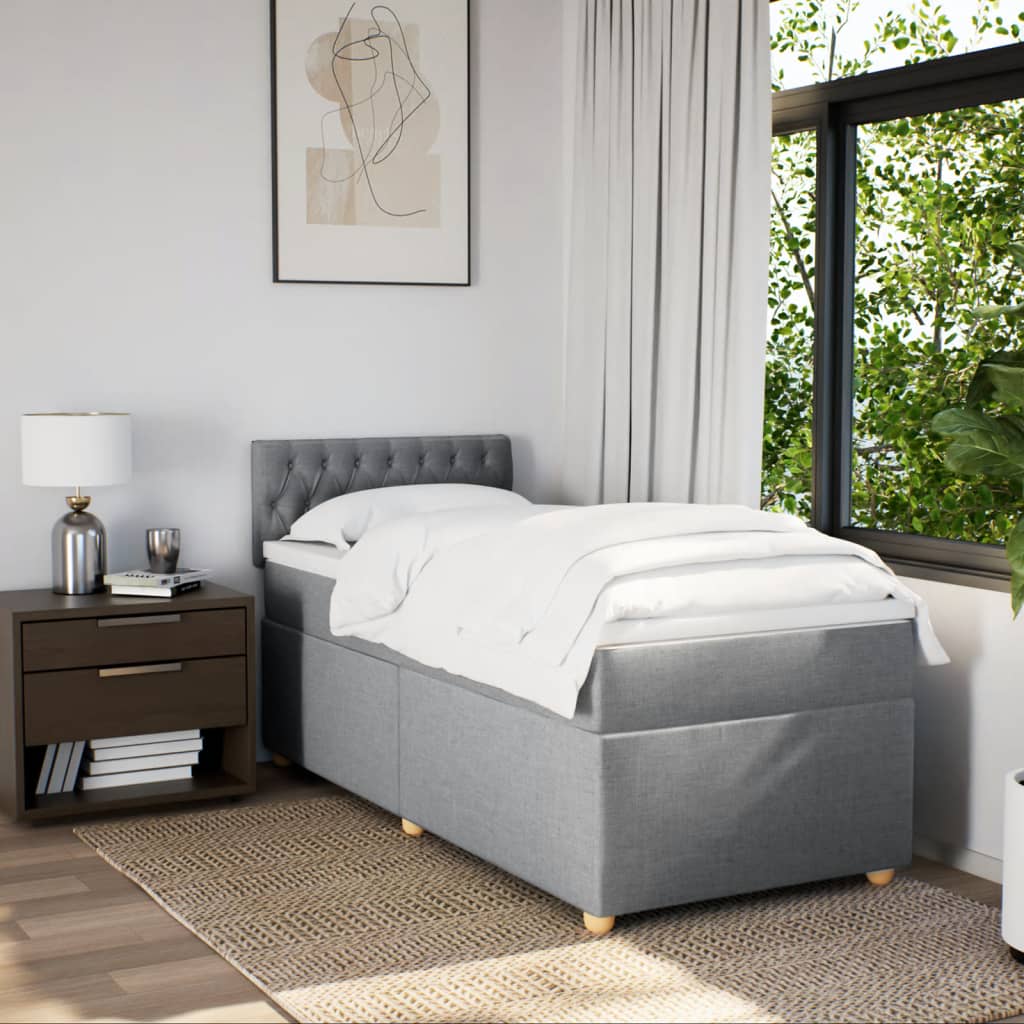 Κρεβάτι Boxspring με Στρώμα Ανοιχτό Γκρι 80x200 εκ. Υφασμάτινο - Pakobazaar