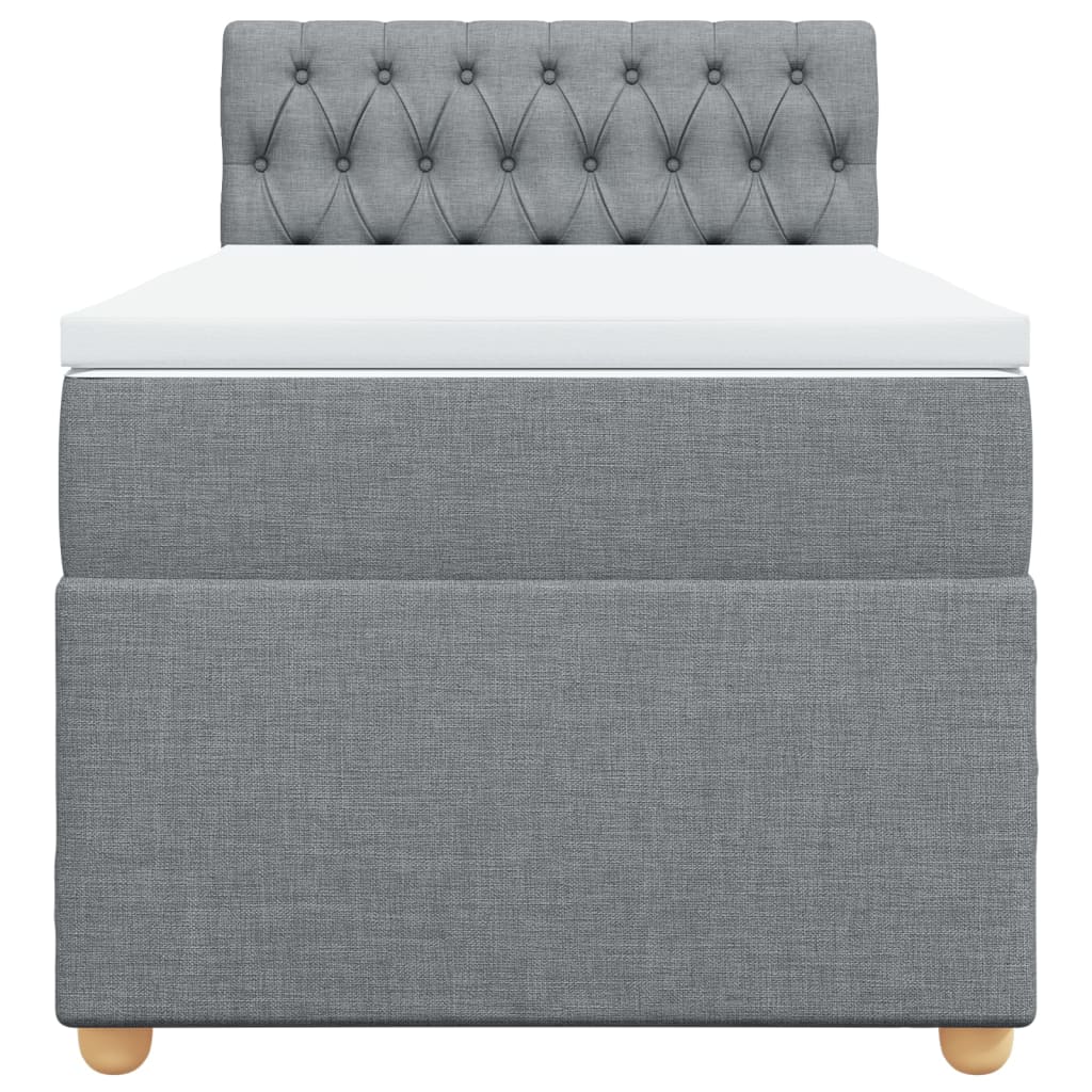 Κρεβάτι Boxspring με Στρώμα Ανοιχτό Γκρι 80x200 εκ. Υφασμάτινο - Pakobazaar