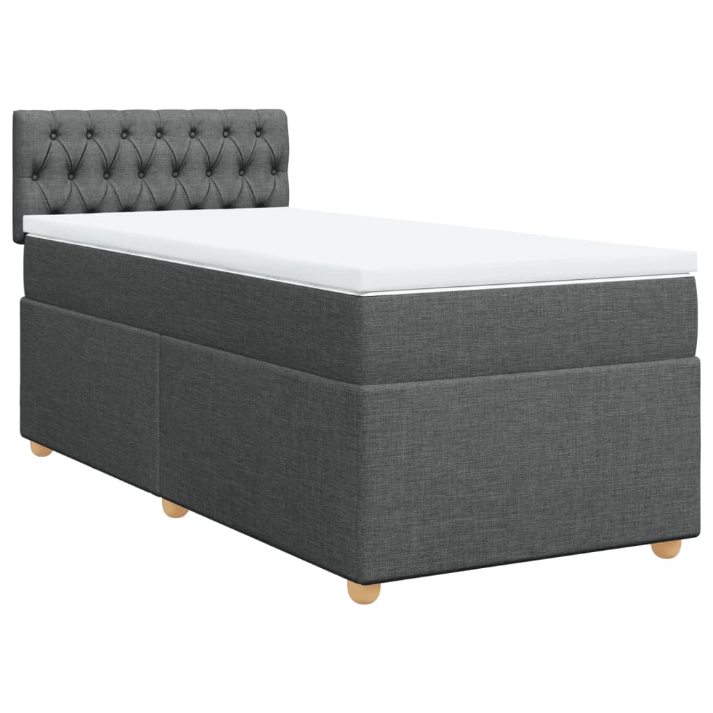 Κρεβάτι Boxspring με Στρώμα Σκούρο Γκρι 80x200 εκ. Υφασμάτινο - Pakobazaar