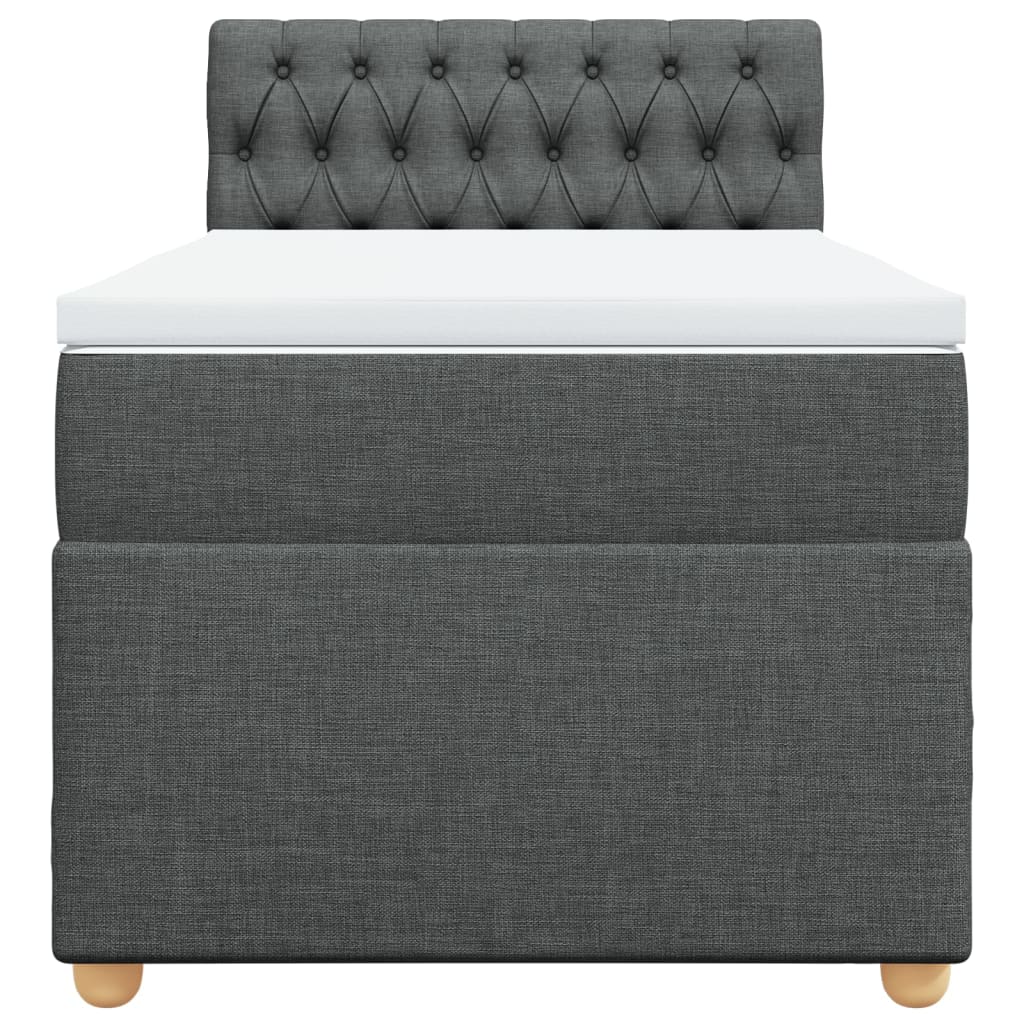 Κρεβάτι Boxspring με Στρώμα Σκούρο Γκρι 80x200 εκ. Υφασμάτινο - Pakobazaar