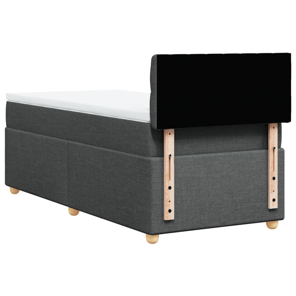 Κρεβάτι Boxspring με Στρώμα Σκούρο Γκρι 80x200 εκ. Υφασμάτινο - Pakobazaar