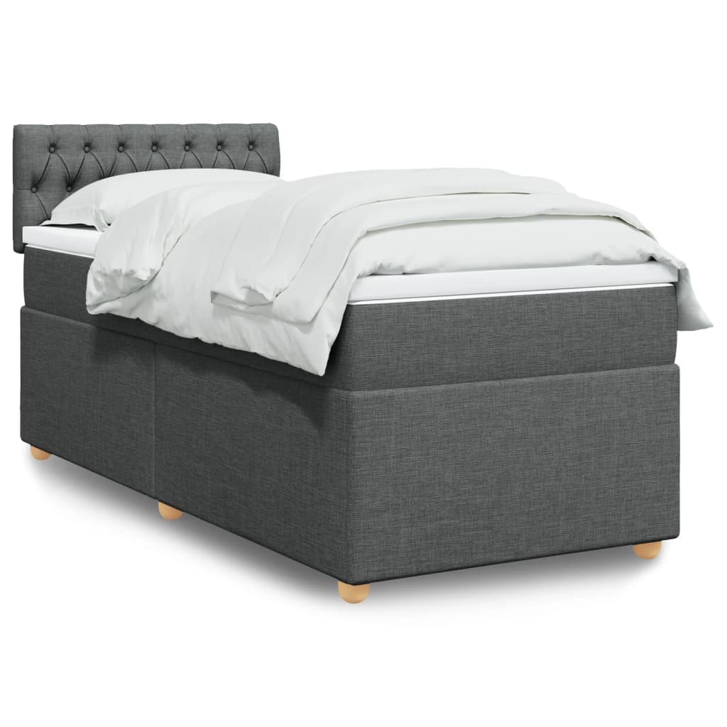 Κρεβάτι Boxspring με Στρώμα Σκούρο Γκρι 80x200 εκ. Υφασμάτινο - Pakobazaar