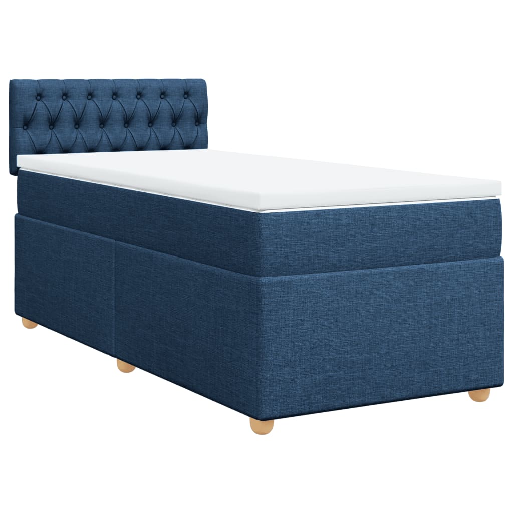 Κρεβάτι Boxspring με Στρώμα Μπλε 80x200 εκ. Υφασμάτινο - Pakobazaar
