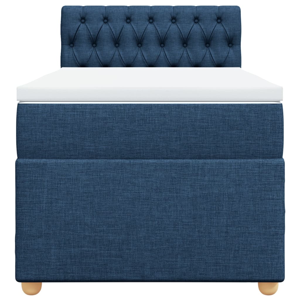 Κρεβάτι Boxspring με Στρώμα Μπλε 80x200 εκ. Υφασμάτινο - Pakobazaar