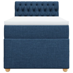 Κρεβάτι Boxspring με Στρώμα Μπλε 80x200 εκ. Υφασμάτινο - Pakobazaar