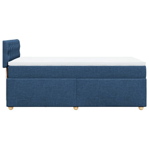 Κρεβάτι Boxspring με Στρώμα Μπλε 80x200 εκ. Υφασμάτινο - Pakobazaar