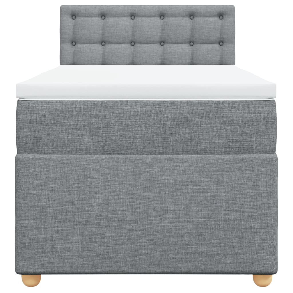 Κρεβάτι Boxspring με Στρώμα Ανοιχτό Γκρι 80x200 εκ. Υφασμάτινο - Pakobazaar