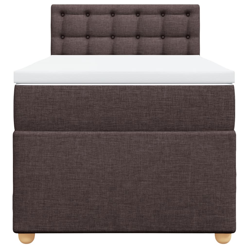 Κρεβάτι Boxspring με Στρώμα Σκούρο Καφέ 80x200 εκ. Υφασμάτινο