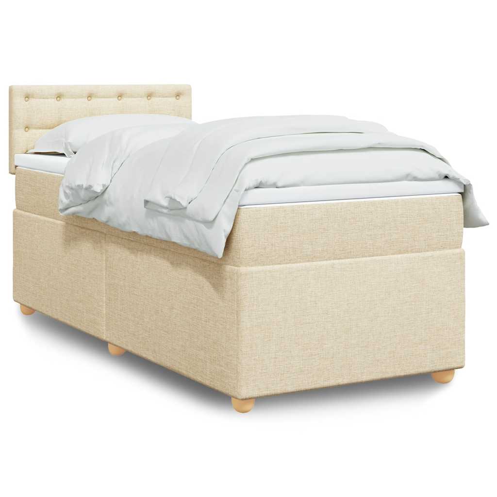 Κρεβάτι Boxspring με Στρώμα Κρεμ 80 x 200 εκ. Υφασμάτινο