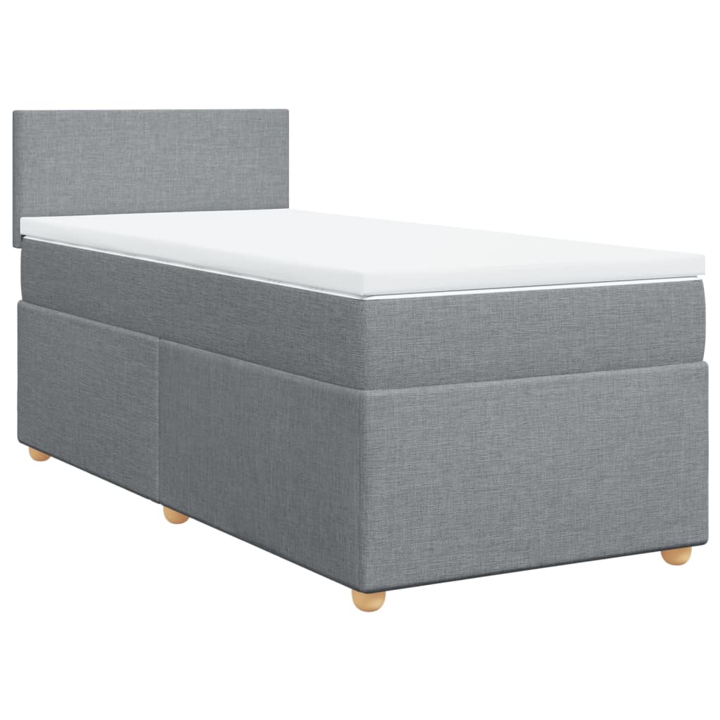 Κρεβάτι Boxspring με Στρώμα Ανοιχτό Γκρι 90x190 εκ. Υφασμάτινο - Pakobazaar