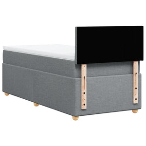 Κρεβάτι Boxspring με Στρώμα Ανοιχτό Γκρι 90x190 εκ. Υφασμάτινο - Pakobazaar