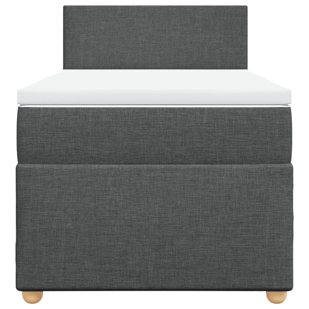 Κρεβάτι Boxspring με Στρώμα Σκούρο Γκρι 90x190 εκ. Υφασμάτινο - Pakobazaar