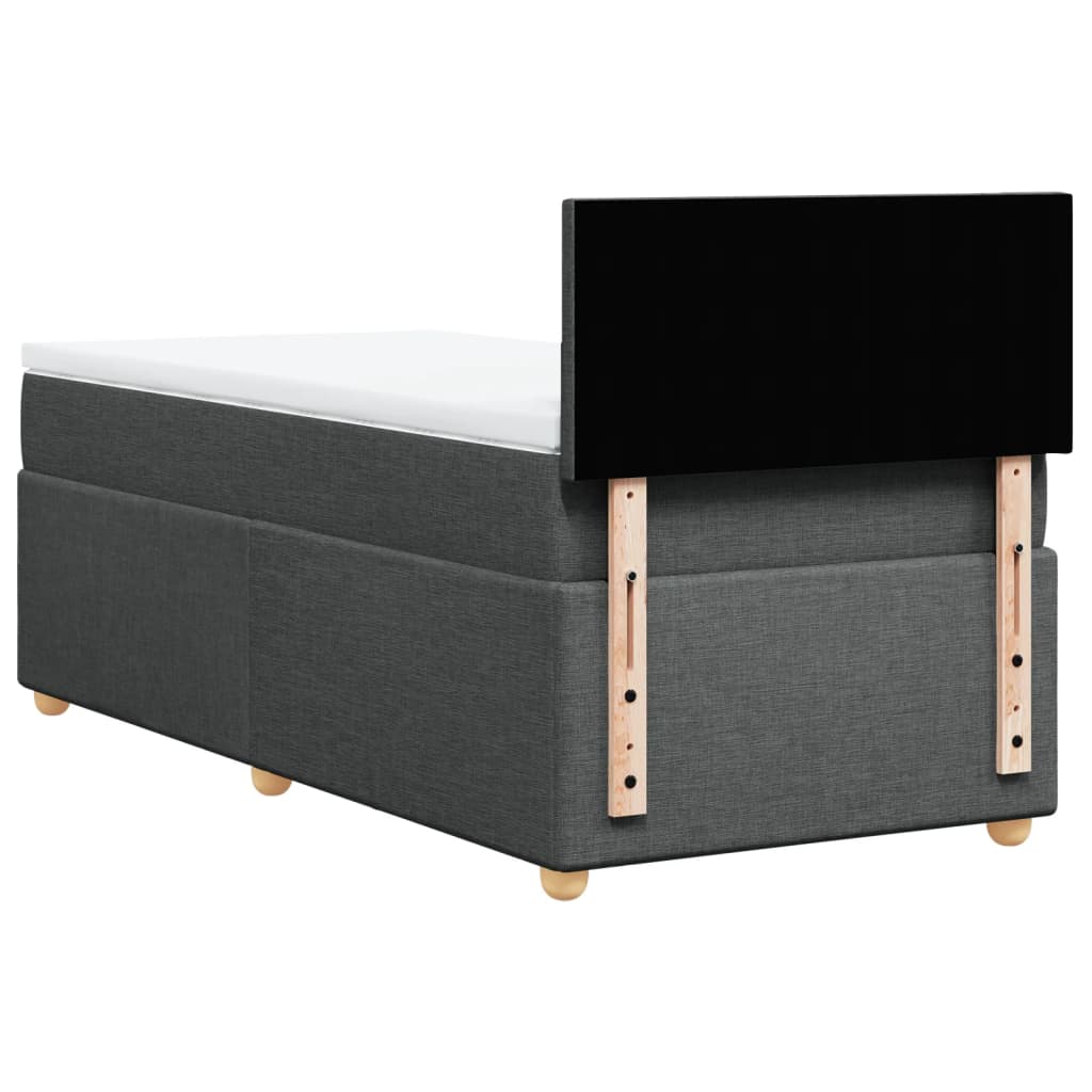 Κρεβάτι Boxspring με Στρώμα Σκούρο Γκρι 90x190 εκ. Υφασμάτινο - Pakobazaar