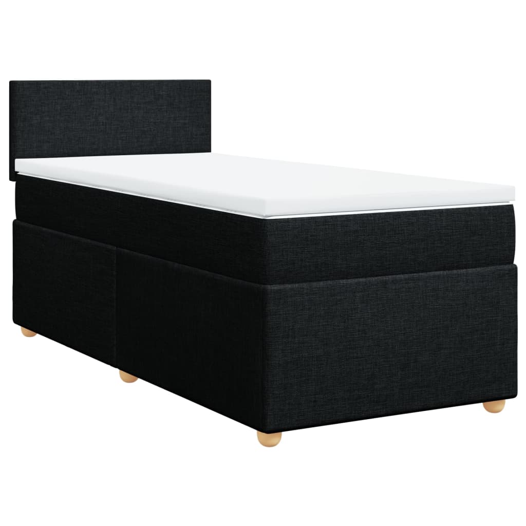 Κρεβάτι Boxspring με Στρώμα Μαύρο 90x190 εκ.Υφασμάτινο - Pakobazaar