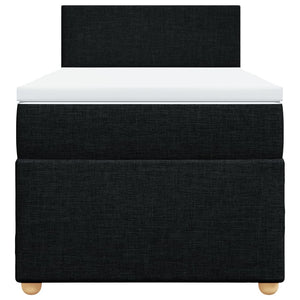Κρεβάτι Boxspring με Στρώμα Μαύρο 90x190 εκ.Υφασμάτινο - Pakobazaar