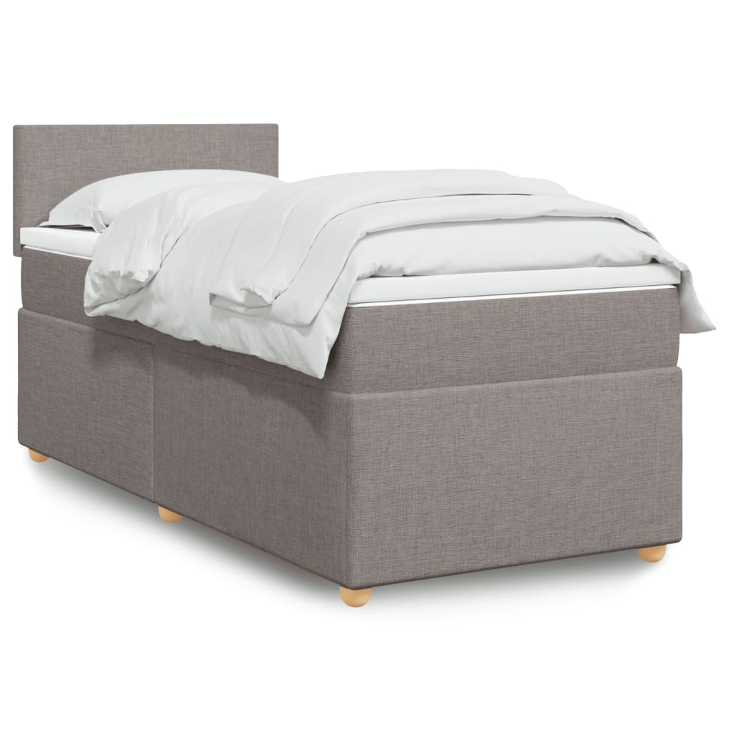Κρεβάτι Boxspring με Στρώμα Taupe 90x190 εκ.Υφασμάτινο