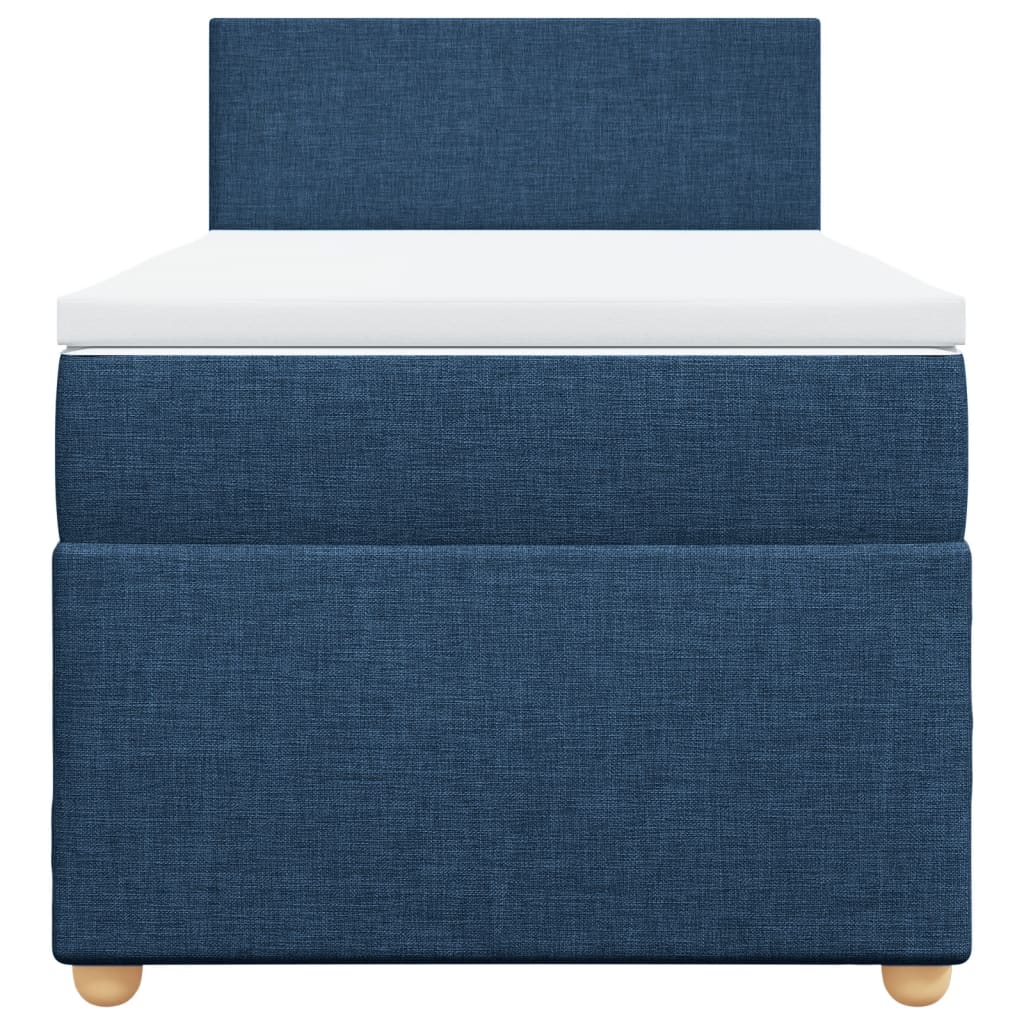 Κρεβάτι Boxspring με Στρώμα Μπλε 90x190 εκ.Υφασμάτινο
