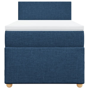 Κρεβάτι Boxspring με Στρώμα Μπλε 90x190 εκ.Υφασμάτινο