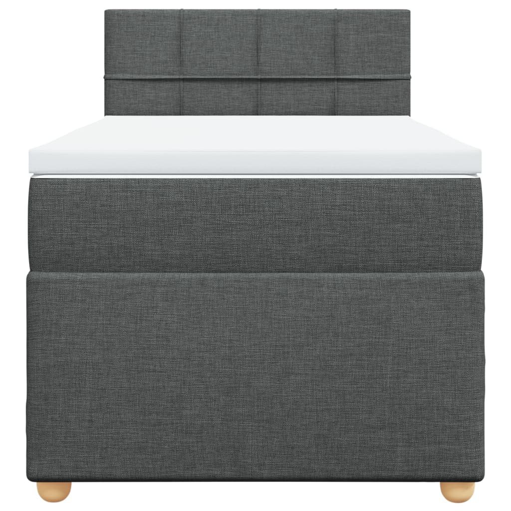 Κρεβάτι Boxspring με Στρώμα Σκούρο Γκρι 90x190 εκ. Υφασμάτινο - Pakobazaar