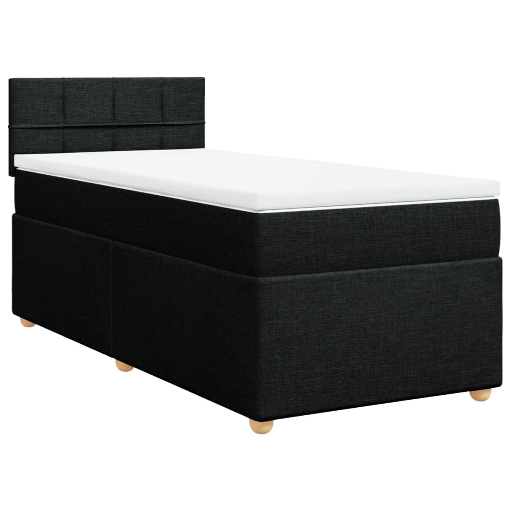 Κρεβάτι Boxspring με Στρώμα Μαύρο 90x190 εκ.Υφασμάτινο - Pakobazaar