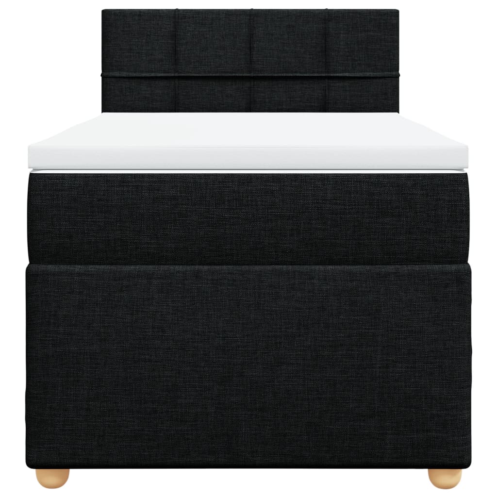 Κρεβάτι Boxspring με Στρώμα Μαύρο 90x190 εκ.Υφασμάτινο - Pakobazaar