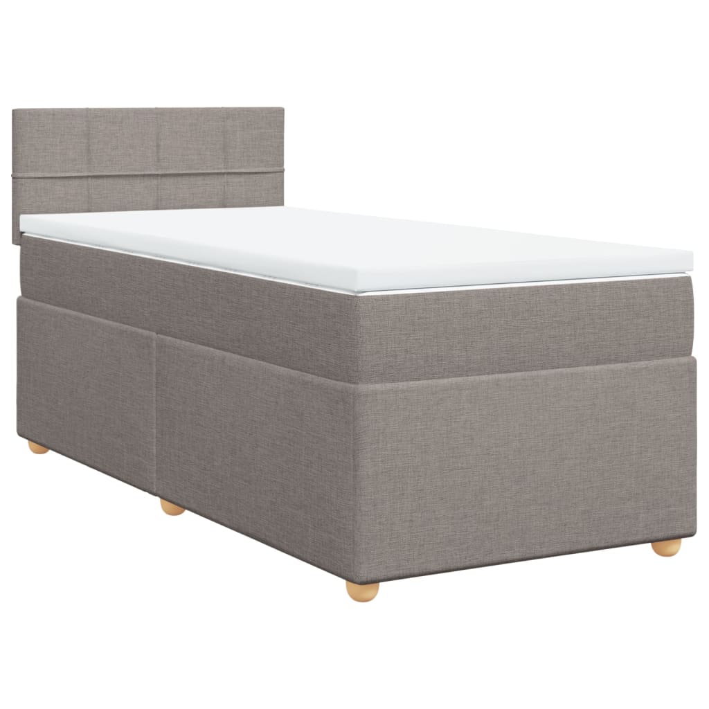 Κρεβάτι Boxspring με Στρώμα Taupe 90x190 εκ.Υφασμάτινο - Pakobazaar