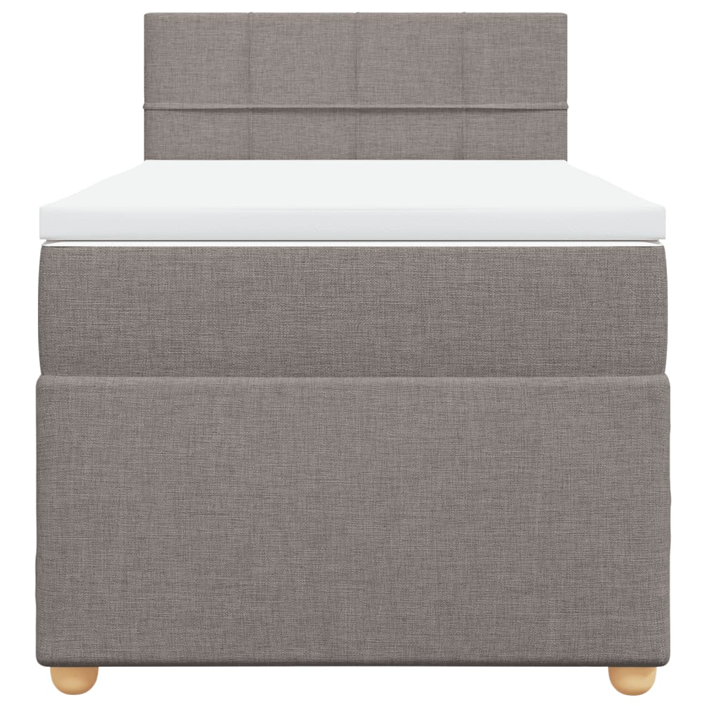 Κρεβάτι Boxspring με Στρώμα Taupe 90x190 εκ.Υφασμάτινο - Pakobazaar
