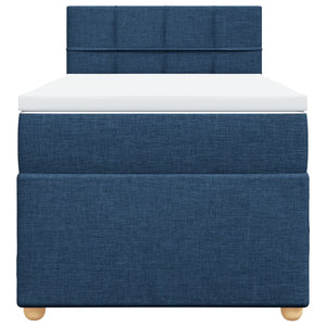 Κρεβάτι Boxspring με Στρώμα Μπλε 90x190 εκ.Υφασμάτινο