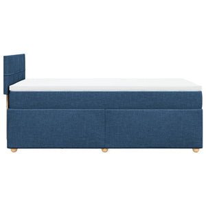 Κρεβάτι Boxspring με Στρώμα Μπλε 90x190 εκ.Υφασμάτινο