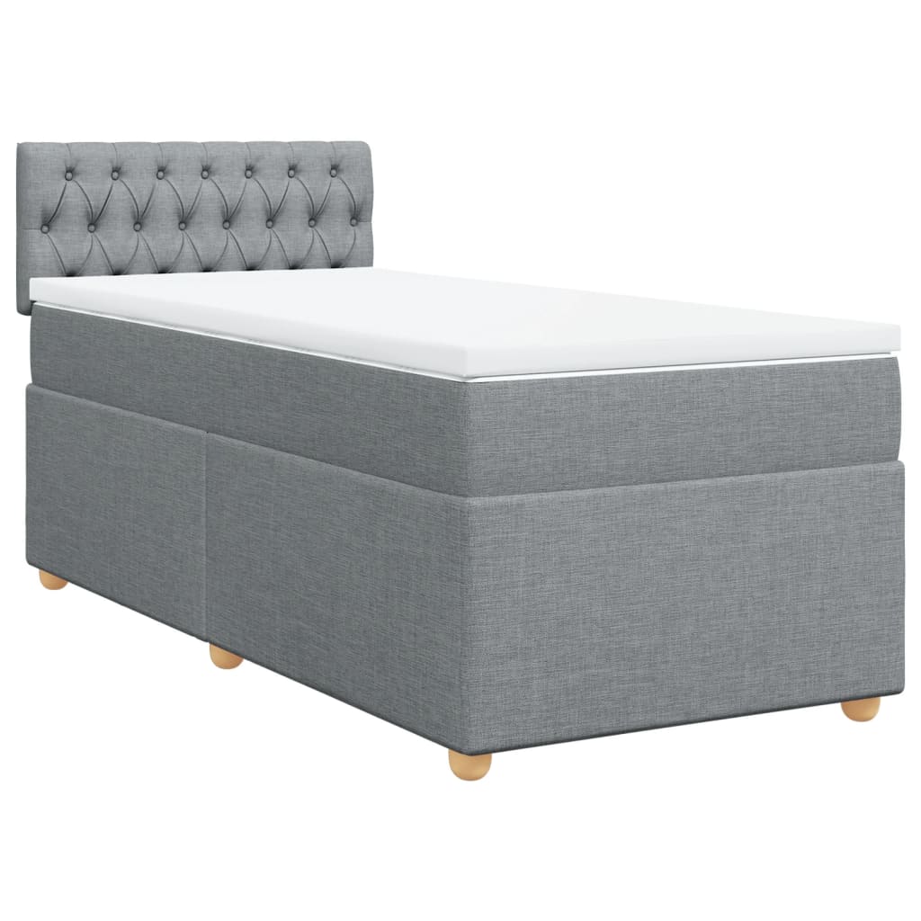 Κρεβάτι Boxspring με Στρώμα Ανοιχτό Γκρι 90x190 εκ. Υφασμάτινο - Pakobazaar