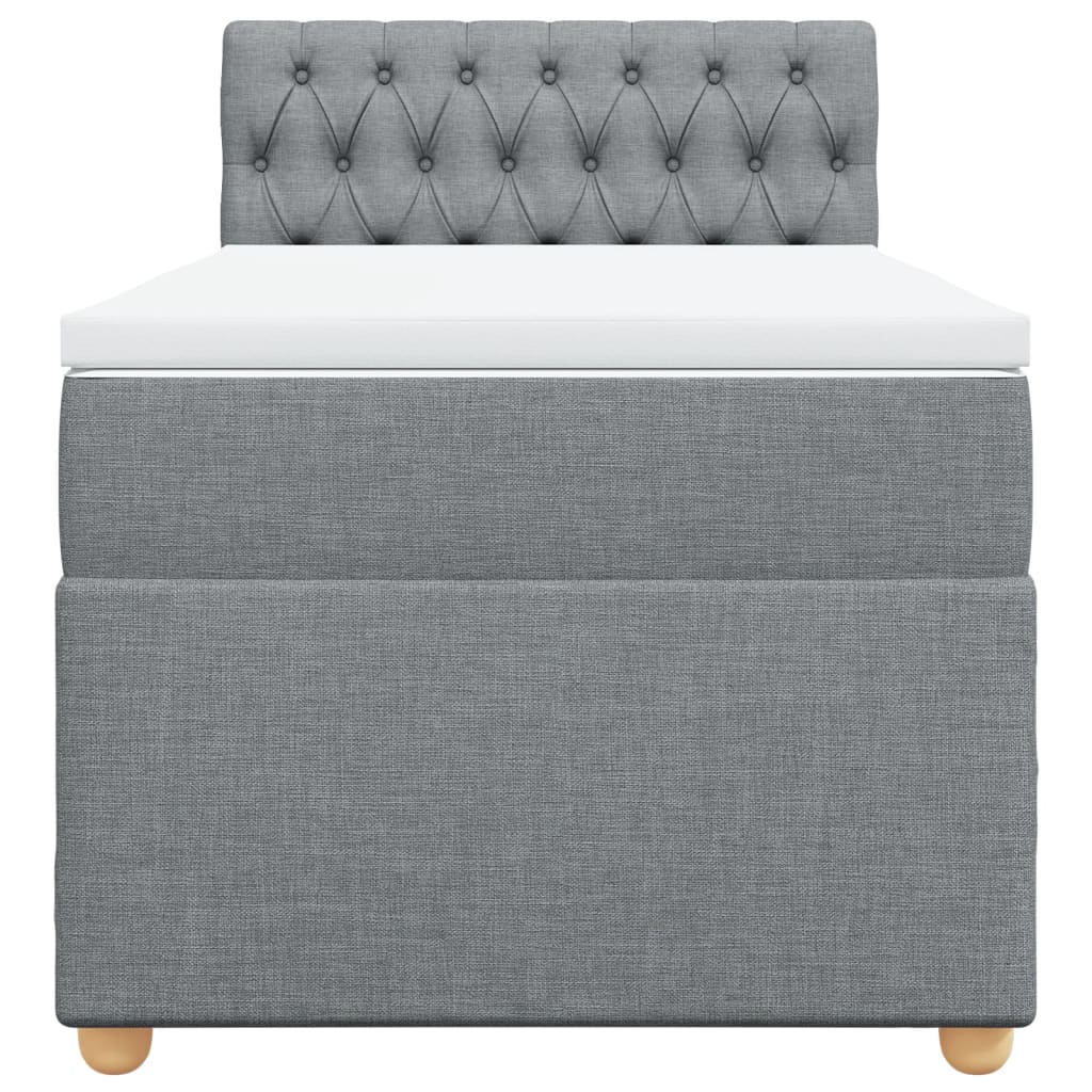 Κρεβάτι Boxspring με Στρώμα Ανοιχτό Γκρι 90x190 εκ. Υφασμάτινο - Pakobazaar