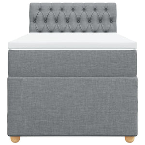 Κρεβάτι Boxspring με Στρώμα Ανοιχτό Γκρι 90x190 εκ. Υφασμάτινο - Pakobazaar