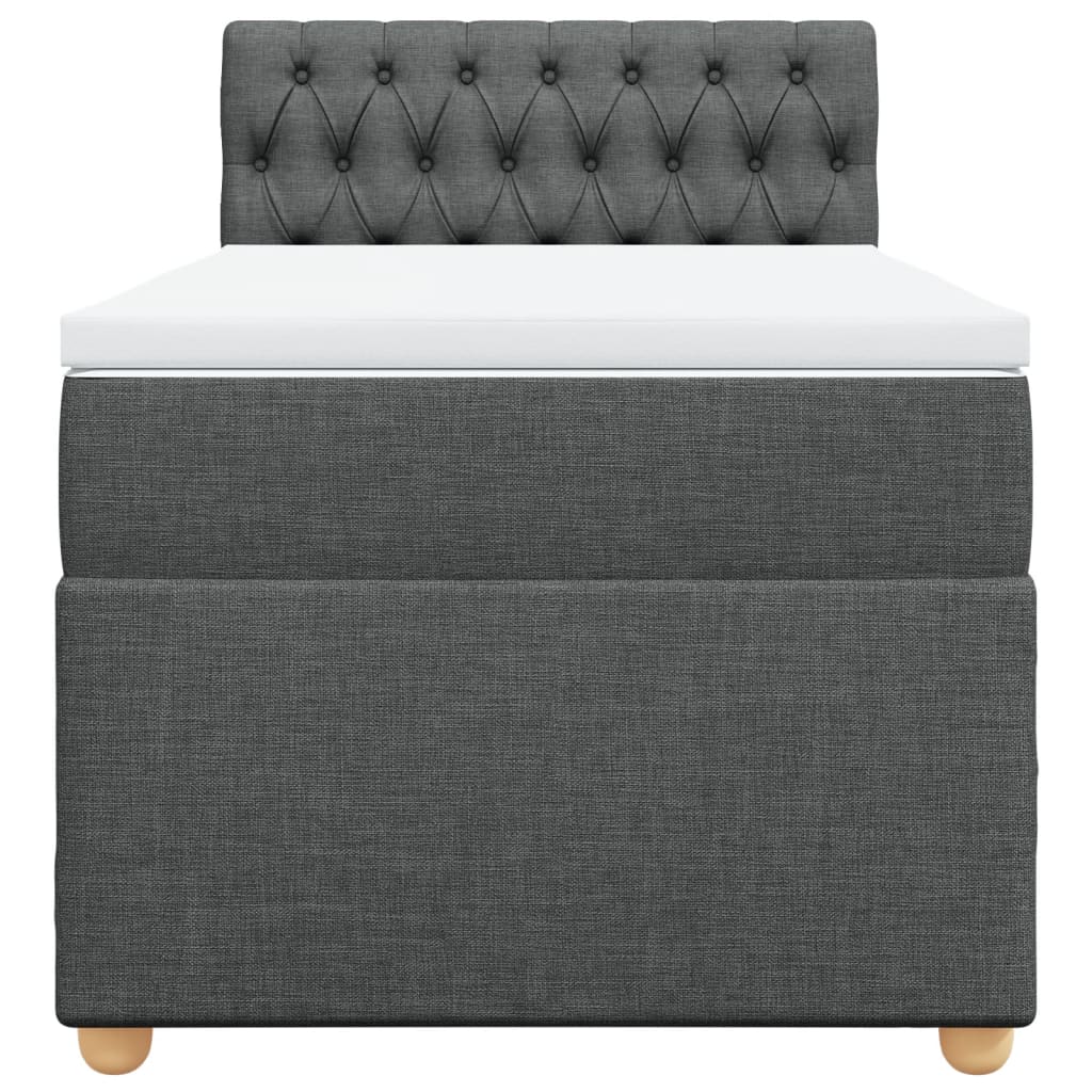 Κρεβάτι Boxspring με Στρώμα Σκούρο Γκρι 90x190 εκ. Υφασμάτινο - Pakobazaar