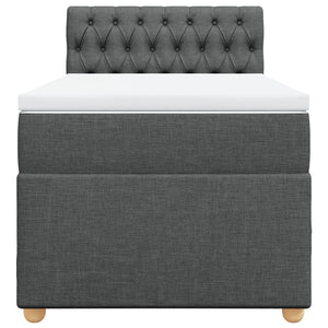 Κρεβάτι Boxspring με Στρώμα Σκούρο Γκρι 90x190 εκ. Υφασμάτινο - Pakobazaar