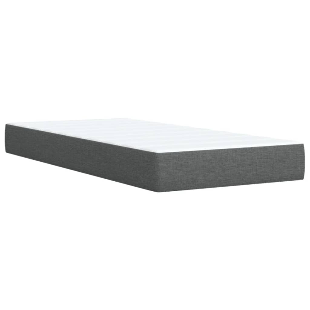Κρεβάτι Boxspring με Στρώμα Σκούρο Γκρι 90x190 εκ. Υφασμάτινο - Pakobazaar