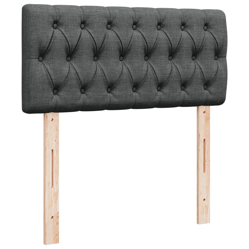 Κρεβάτι Boxspring με Στρώμα Σκούρο Γκρι 90x190 εκ. Υφασμάτινο - Pakobazaar
