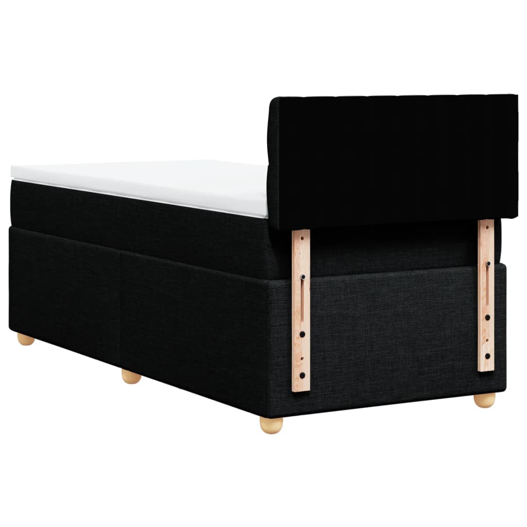 Κρεβάτι Boxspring με Στρώμα Μαύρο 90x190 εκ.Υφασμάτινο - Pakobazaar