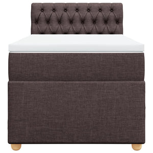 Κρεβάτι Boxspring με Στρώμα Σκούρο Καφέ 90x190 εκ. Υφασμάτινο - Pakobazaar