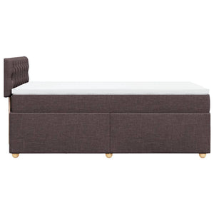 Κρεβάτι Boxspring με Στρώμα Σκούρο Καφέ 90x190 εκ. Υφασμάτινο - Pakobazaar