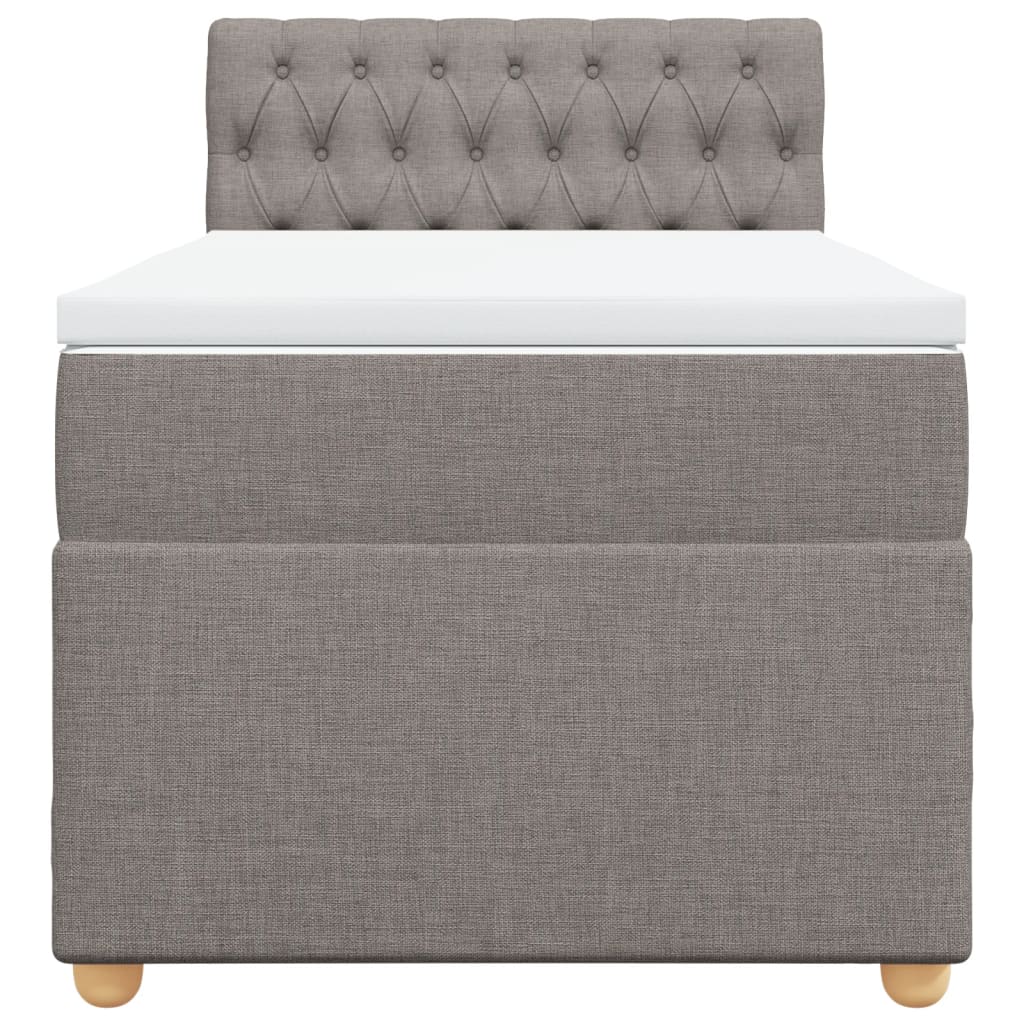 Κρεβάτι Boxspring με Στρώμα Taupe 90x190 εκ.Υφασμάτινο - Pakobazaar