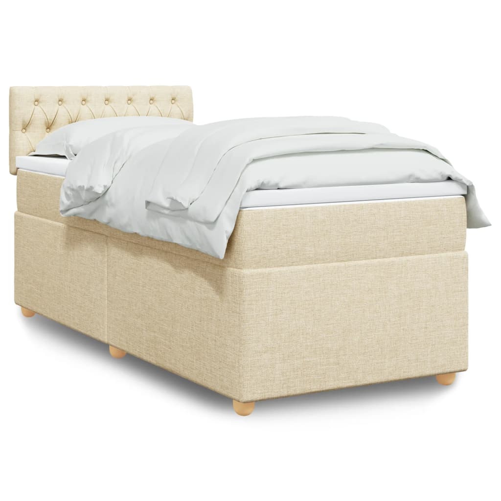 Κρεβάτι Boxspring με Στρώμα Κρεμ 90x190 εκ.Υφασμάτινο
