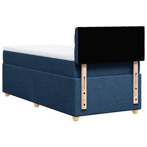 Κρεβάτι Boxspring με Στρώμα Μπλε 90x190 εκ.Υφασμάτινο - Pakobazaar