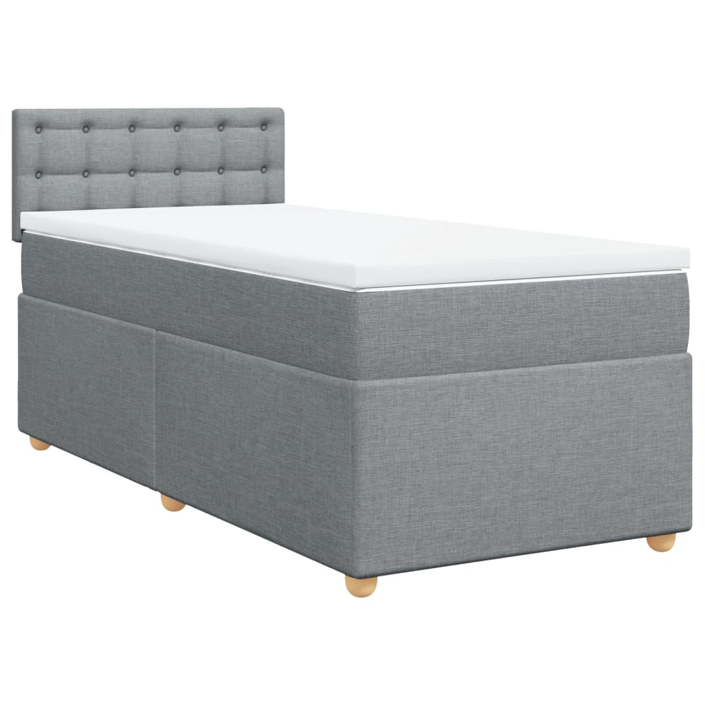 Κρεβάτι Boxspring με Στρώμα Ανοιχτό Γκρι 90x190 εκ. Υφασμάτινο - Pakobazaar
