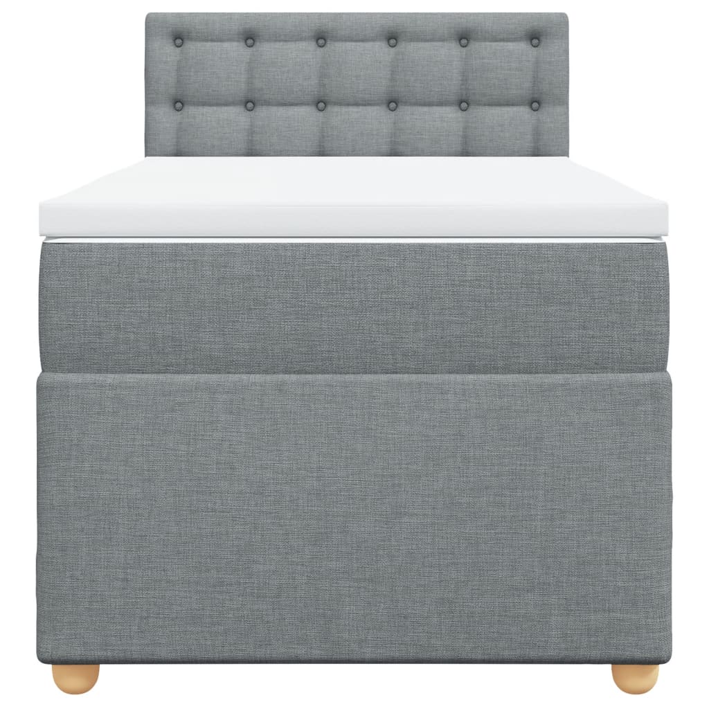 Κρεβάτι Boxspring με Στρώμα Ανοιχτό Γκρι 90x190 εκ. Υφασμάτινο - Pakobazaar