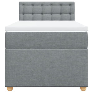 Κρεβάτι Boxspring με Στρώμα Ανοιχτό Γκρι 90x190 εκ. Υφασμάτινο - Pakobazaar