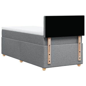 Κρεβάτι Boxspring με Στρώμα Ανοιχτό Γκρι 90x190 εκ. Υφασμάτινο - Pakobazaar