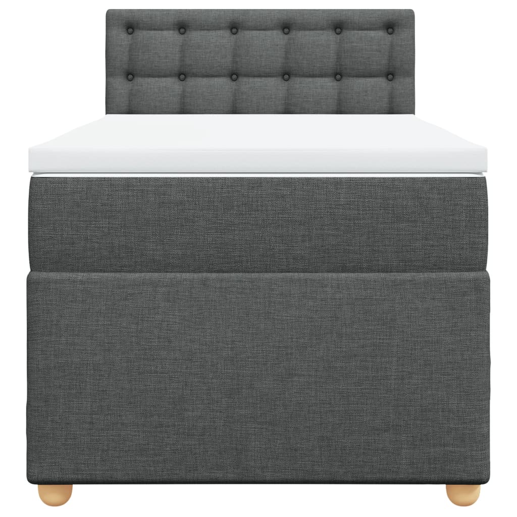 Κρεβάτι Boxspring με Στρώμα Σκούρο Γκρι 90x190 εκ. Υφασμάτινο - Pakobazaar