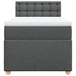 Κρεβάτι Boxspring με Στρώμα Σκούρο Γκρι 90x190 εκ. Υφασμάτινο - Pakobazaar