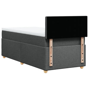 Κρεβάτι Boxspring με Στρώμα Σκούρο Γκρι 90x190 εκ. Υφασμάτινο - Pakobazaar